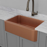33" Geneva Smooth Copper Single-Bowl Farmhouse Sink with Hammered Interior