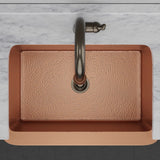 33" Geneva Smooth Copper Single-Bowl Farmhouse Sink with Hammered Interior