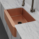33" Geneva Smooth Copper Single-Bowl Farmhouse Sink with Hammered Interior