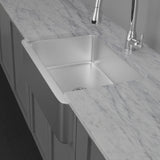 33" Glenmore Stainless Steel Farmhouse Sink - Matte Hammered Steel