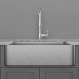 33" Glenmore Stainless Steel Farmhouse Sink - Matte Hammered Steel