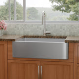 33" Glenmore Stainless Steel Farmhouse Sink - Matte Hammered Steel
