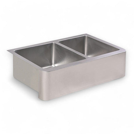 33" Glenway 60/40 Double-Bowl Stainless Steel Farmhouse Sink - Matte Hammered Steel