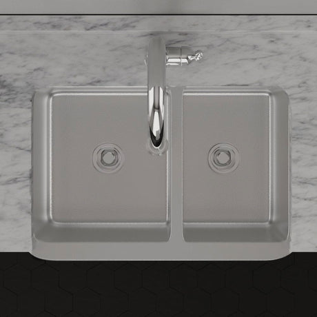 33" Glenway 60/40 Double-Bowl Stainless Steel Farmhouse Sink - Matte Hammered Steel