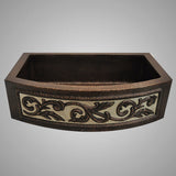 33" Gudencas Hammered Copper Single-Bowl Farmhouse Sink - Silver Vine Apron Design