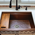 33" Halzer Hammered Copper Single-Bowl Farmhouse Sink - Moroccan Front Apron Design