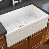 33" Hempter Fireclay Single-Bowl Farmhouse Sink with Decorative Top Lip