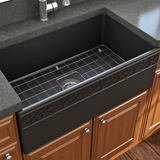 33" Hempter Fireclay Single-Bowl Farmhouse Sink with Decorative Top Lip