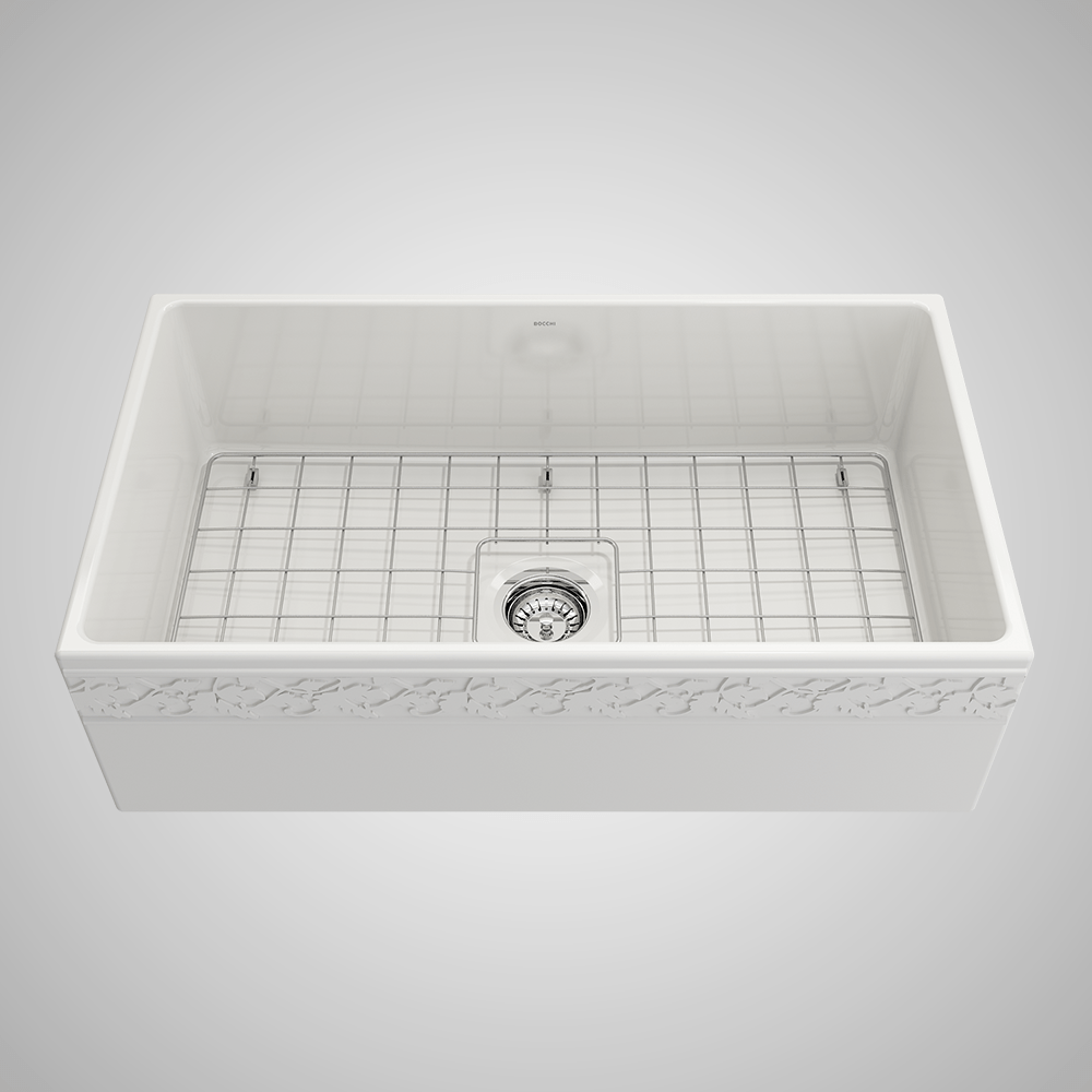 33" Hempter Fireclay Single-Bowl Farmhouse Sink with Decorative Top Lip