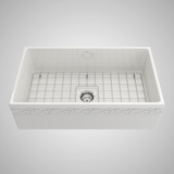 33" Hempter Fireclay Single-Bowl Farmhouse Sink with Decorative Top Lip