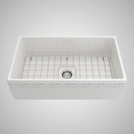 33" Hempter Fireclay Single-Bowl Farmhouse Sink with Decorative Top Lip