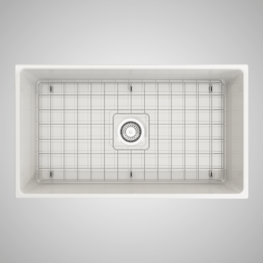 33" Hempter Fireclay Single-Bowl Farmhouse Sink with Decorative Top Lip