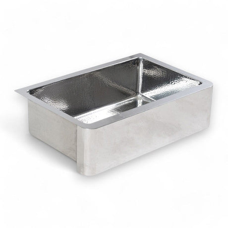 33" Higbee Stainless Steel Farmhouse Sink - Polished Hammered Steel