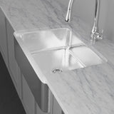 33" Higbee Stainless Steel Farmhouse Sink - Polished Hammered Steel