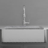33" Higbee Stainless Steel Farmhouse Sink - Polished Hammered Steel