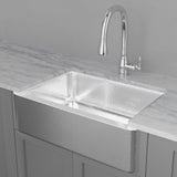 33" Higbee Stainless Steel Farmhouse Sink - Polished Hammered Steel