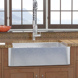 33" Higbee Stainless Steel Farmhouse Sink - Polished Hammered Steel