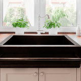 33" Jarzer Hammered Copper Single-Bowl Farmhouse Sink with Towel Bar