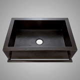 33" Jarzer Hammered Copper Single-Bowl Farmhouse Sink with Towel Bar