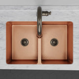 33" Joliet Hammered Copper Double-Bowl Undermount Sink