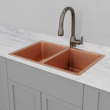 33" Joliet Hammered Copper Double-Bowl Undermount Sink