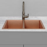 33" Joliet Hammered Copper Double-Bowl Undermount Sink