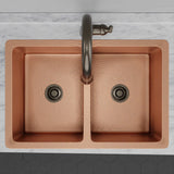 33" Joliet Hammered Copper Double-Bowl Undermount Sink