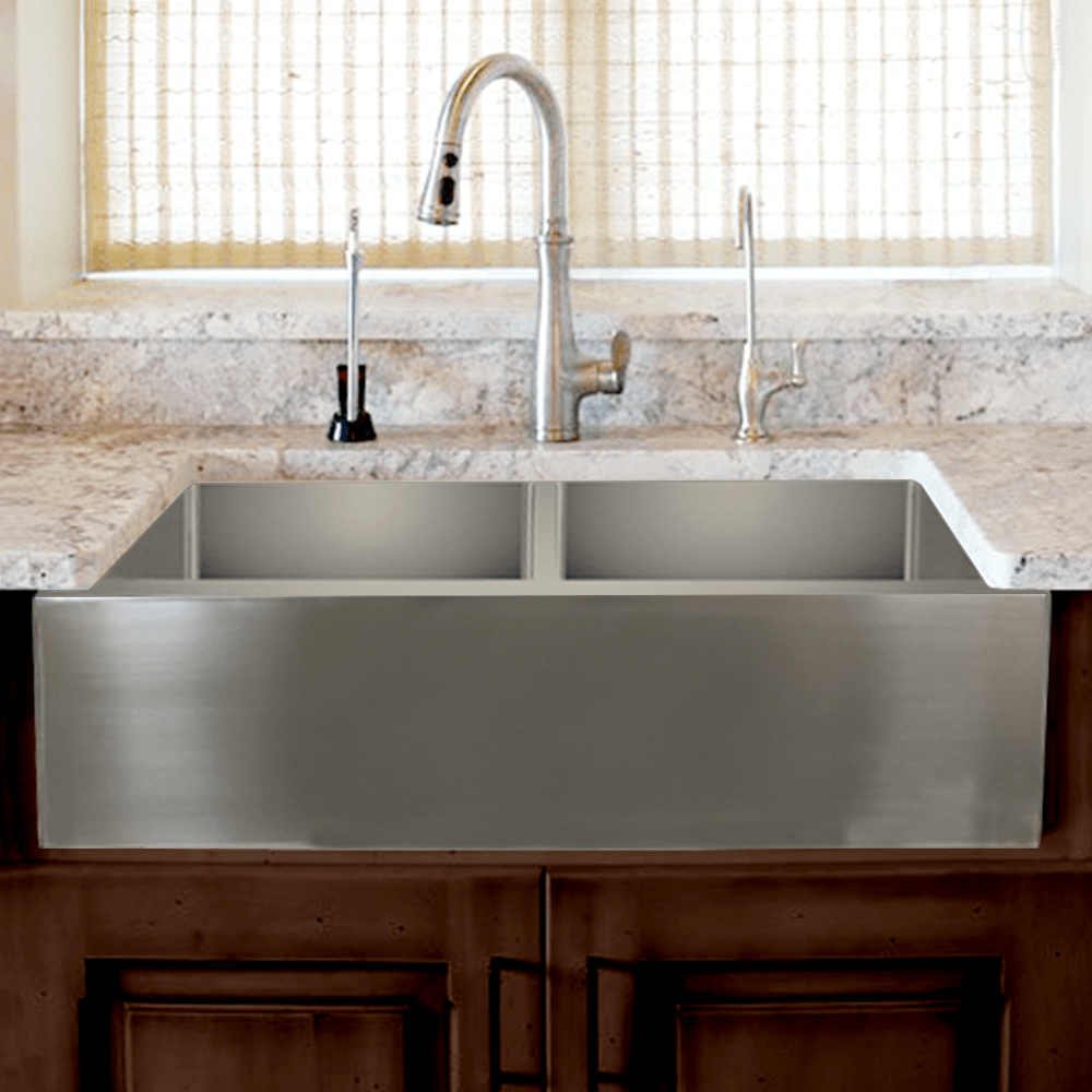 33" Leyden Stainless Steel Double-Bowl Farmhouse Sink