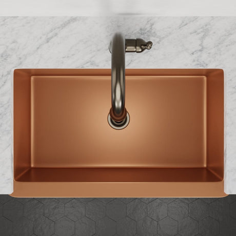 33" Lynn Copper Grape Design Single-Bowl Farmhouse Sink