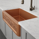 33" Lynn Copper Grape Design Single-Bowl Farmhouse Sink