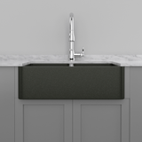 33" Mableton Smooth Polished Black Granite Double-Bowl Farmhouse Sink