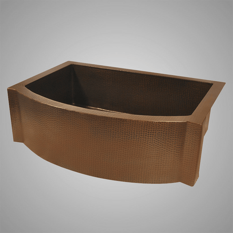 33" Molencon Extra-Wide Hammered Copper Single-Bowl Farmhouse Sink with Rippled Apron