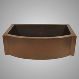 33" Molencon Hammered Copper Single-Bowl Farmhouse Sink with Rippled Apron