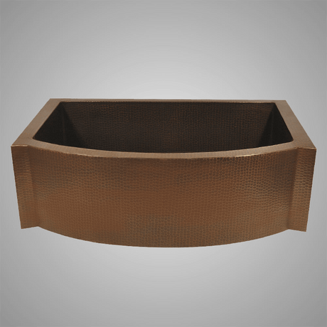 33" Molencon Hammered Copper Single-Bowl Farmhouse Sink with Rippled Apron