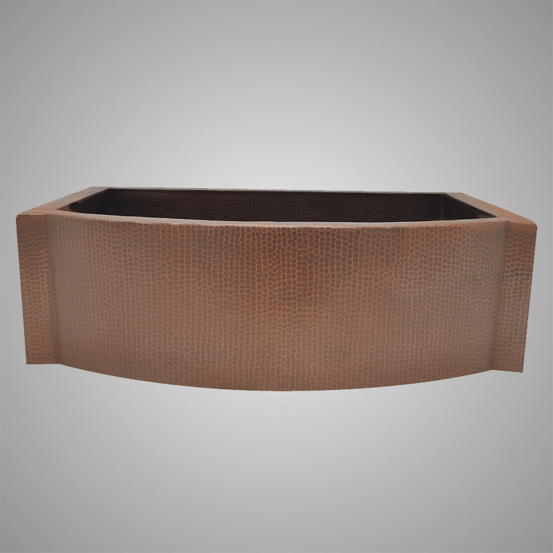 33" Molencon Hammered Copper Single-Bowl Farmhouse Sink with Rippled Apron