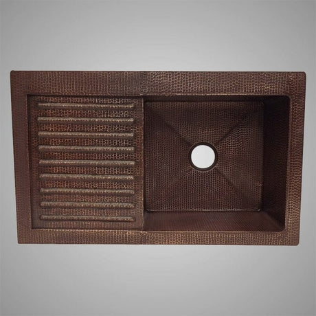 33" Morelia Hammered Copper Single-Bowl Drop-In Kitchen Sink