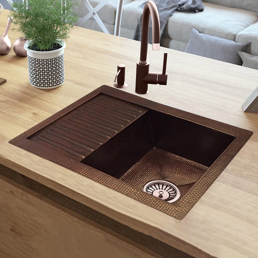 33" Morelia Hammered Copper Single-Bowl Drop-In Kitchen Sink