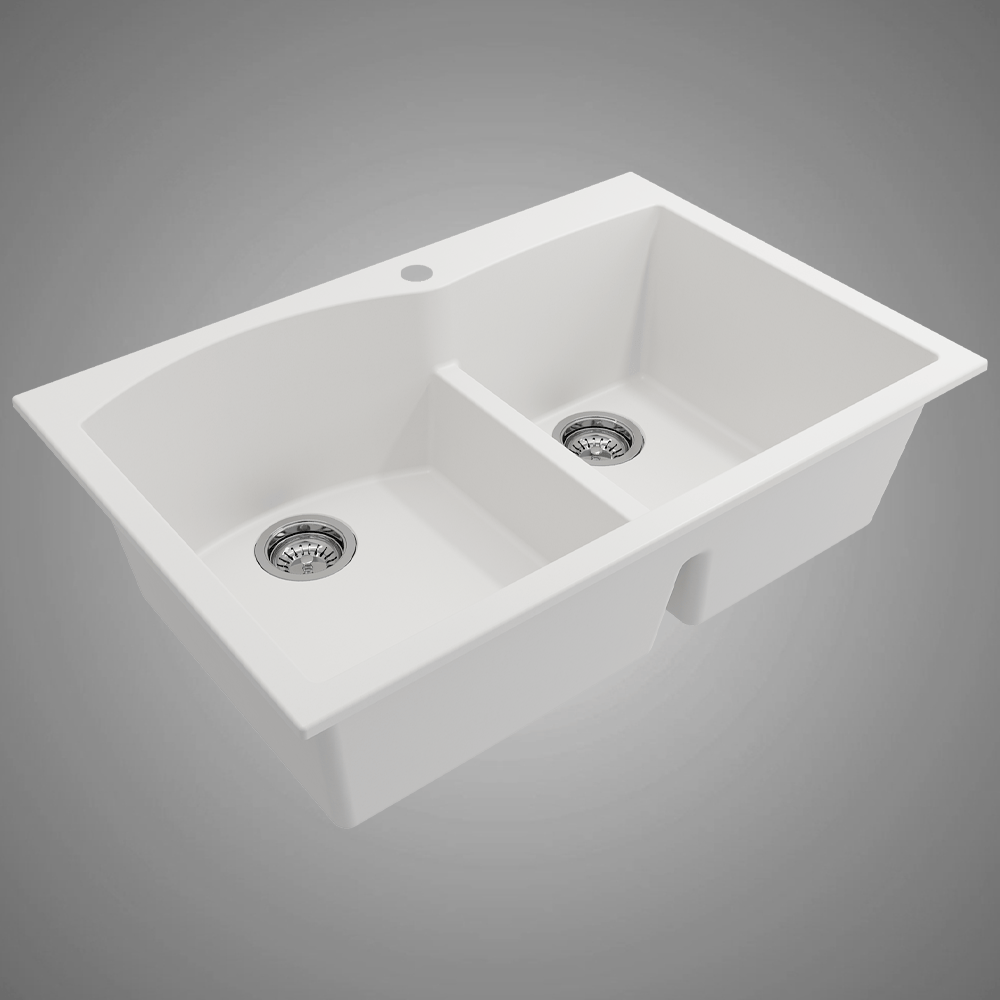 33" Neasa 60/40 Offset Double-Bowl Granite Composite Sink