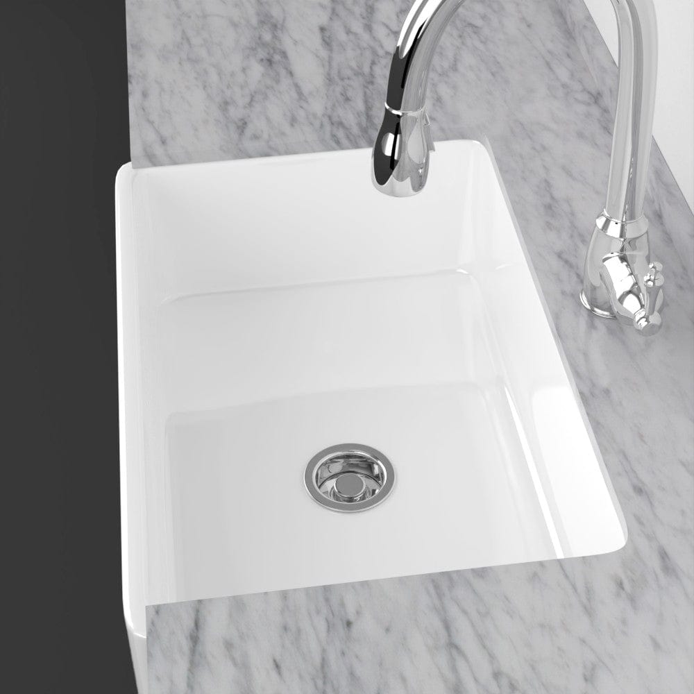 33" Parisi Handcrafted Fireclay Single-Bowl Framed Medallion Motif Farmhouse B-Grade Sink - White