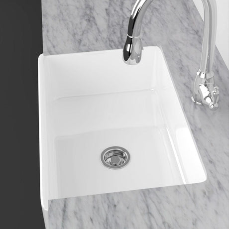 33" Parisi Handcrafted Fireclay Single-Bowl Framed Medallion Motif Farmhouse B-Grade Sink - White