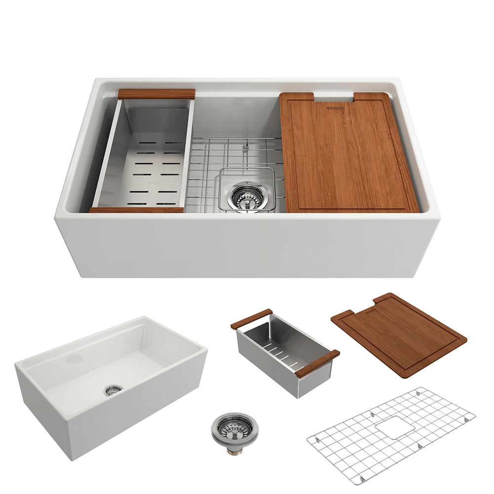 33" Randell Fireclay Single-Bowl Workstation Farmhouse Sink