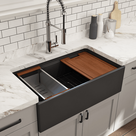 33" Randell Fireclay Single-Bowl Workstation Farmhouse Sink