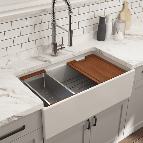 33" Randell Fireclay Single-Bowl Workstation Farmhouse Sink