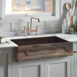 33" Selzergor Hammered Copper Single-Bowl Farmhouse Sink with Towel Bar
