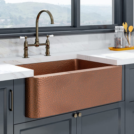 33" Sinclair Hammered Copper Single-Bowl Farmhouse Sink