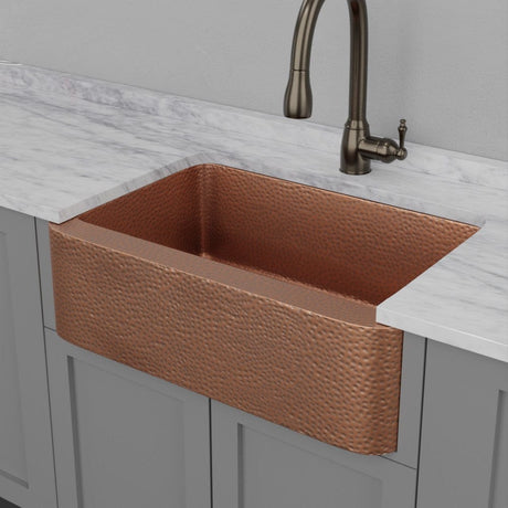 33" Sinclair Hammered Copper Single-Bowl Farmhouse Sink