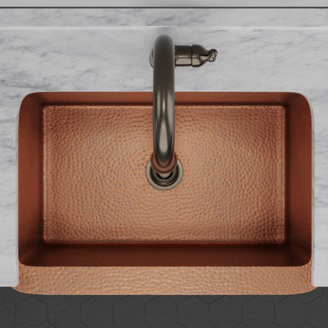 33" Sinclair Hammered Copper Single-Bowl Farmhouse Sink