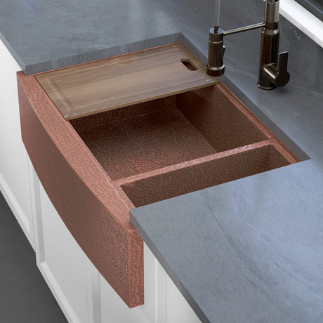 33" Sloane Hammered Copper Workstation Farmhouse Sink