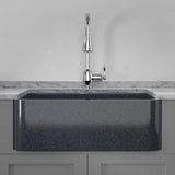 33" Smyrna Smooth Polished Blue Gray Granite Single-Bowl Farmhouse Sink