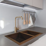 33" Sonora Hammered Copper 50/50 Offset Double-Bowl Drop-In Kitchen Sink